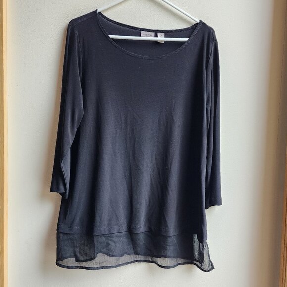 Easywear By Chico's Semi-Sheer Black Scoop Neck Blouse Size 2X - Picture 16 of 16